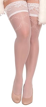Ballerina Halterlose Damen-Strümpfe, weiß, Stockings große Größen XL XXL Hochzeit
