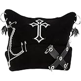 Arogheiz Womens Grunge Beanie Goth Crochet Hat, Y2K Cat Fox Ear Beanie Gothic Accessories Winter Outdoor Streetwear Black