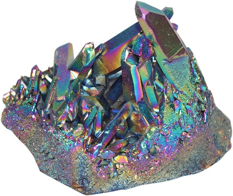 Diadia Beauty Natural Titanium Coated Rainbow Crystal Quartz Cluster Geode Druzy Home Decoration Gemstone Specimen
