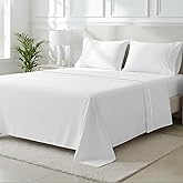 THREAD SPREAD 100% Egyptian Cotton King Sheets Set - 2000 Series Luxury King Size Bed Sheets, Silky Soft & Cooling Sateen Weave, 17 Inch Extra Deep Pocket Hotel Collection Sheet (4 Pc, White)