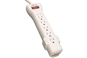 Eaton Tripp Lite series SUPER7 Flat Plug Power Strip Surge Protector, 7 Outlets, 7ft Extension Cord, 2160 Joules, UL Listed & Certified, White, Lifetime Manufacturer's Warranty & $75,000 Insurance