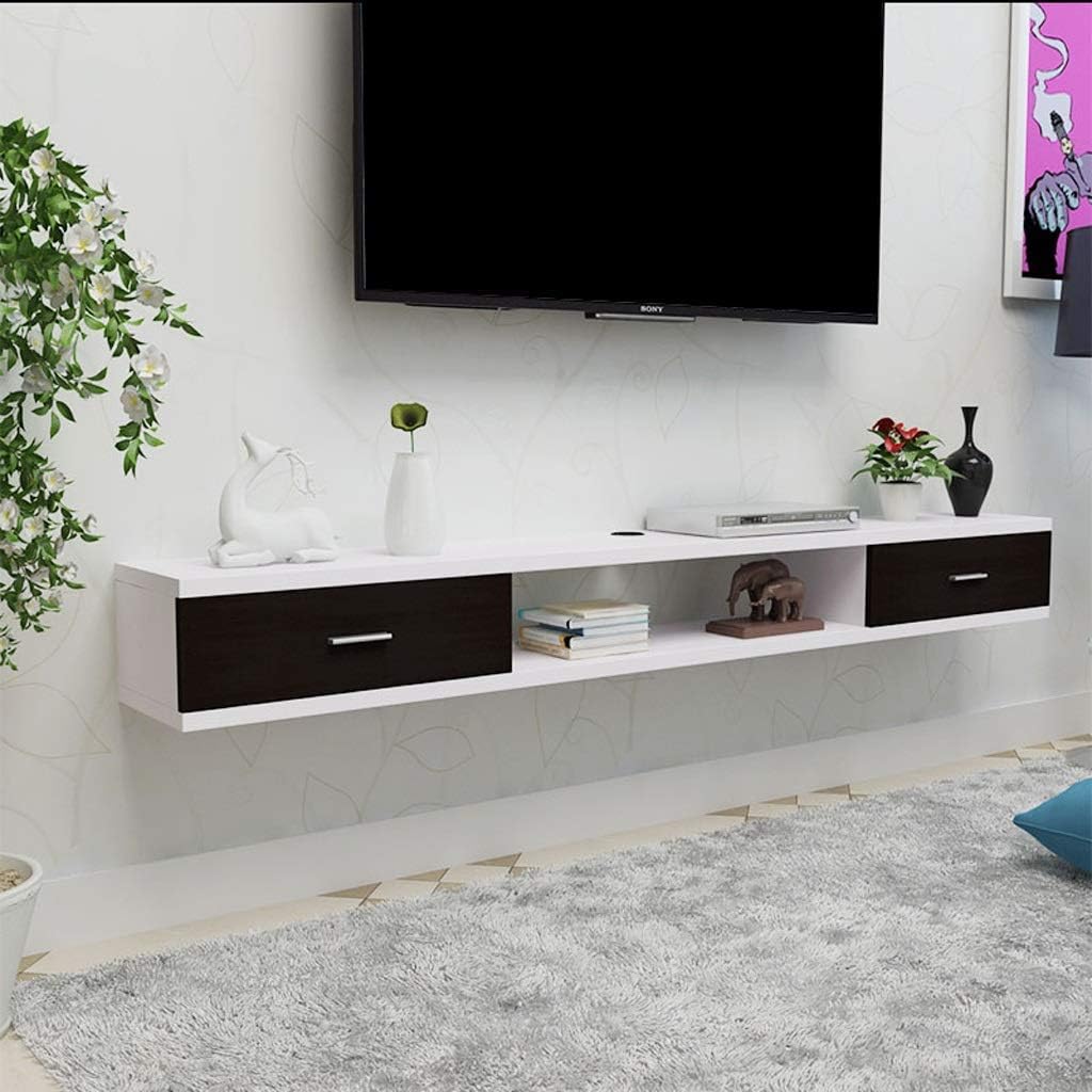 ZHAS Wall-mounted TV stand with wall drawer shelf Floating shelf Multimedia storage shelf TV wall-mounted shelf (Color: black, size: 100 cm)