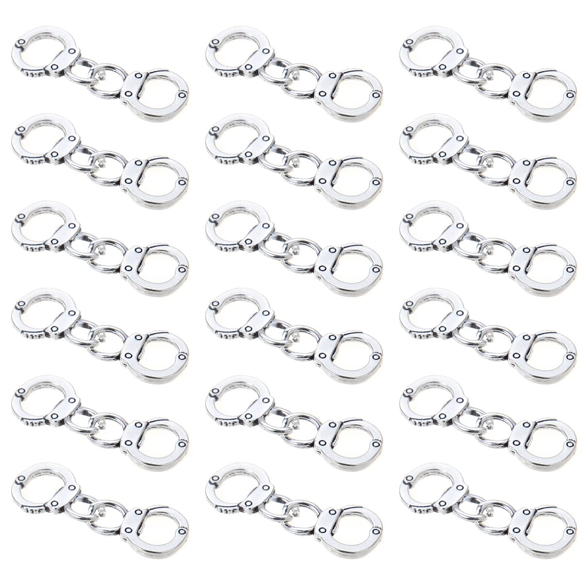 JKJF 20 Pairs Metal Handcuff Charms Mini Simulation Handcuffs Policeman Police Pendants Connector for DIY Crafts Necklace Bracelet Jewelry Making - Silver