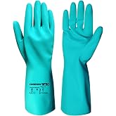 KORECA Durable Green Nitrile-Coated Work Gloves with Cotton Lining, 13&rdquo; Length, 0.4mm Thickness, Chemical Resistant_4 Sizes