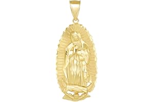 CLADDAGH GOLD .925 Sterling Silver or Gold 1-1/5" Our Lady of Guadalupe Immaculate Conception Catholic Pendant - Choice of Metal Type, Color, and Fineness