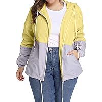 TULGRVE Women's Plus Size Rain Jacket Lightweight Rain Coat Outdoor Hooded Windbreaker