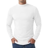 Askdeer Men's Cotton Mock Turtleneck Long Sleeve Shirts Thermal Sweaters | Mens t-shirts soft thermal fabric with stretch and lightweight warmth, featuring a classic mock neck for versatile layering