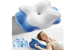 Ecohohoyyds Ergonomic Cervical Neck Pillow: Memory Foam Support Pillows for Side Back Stomach Sleepers with Breathable Coolin