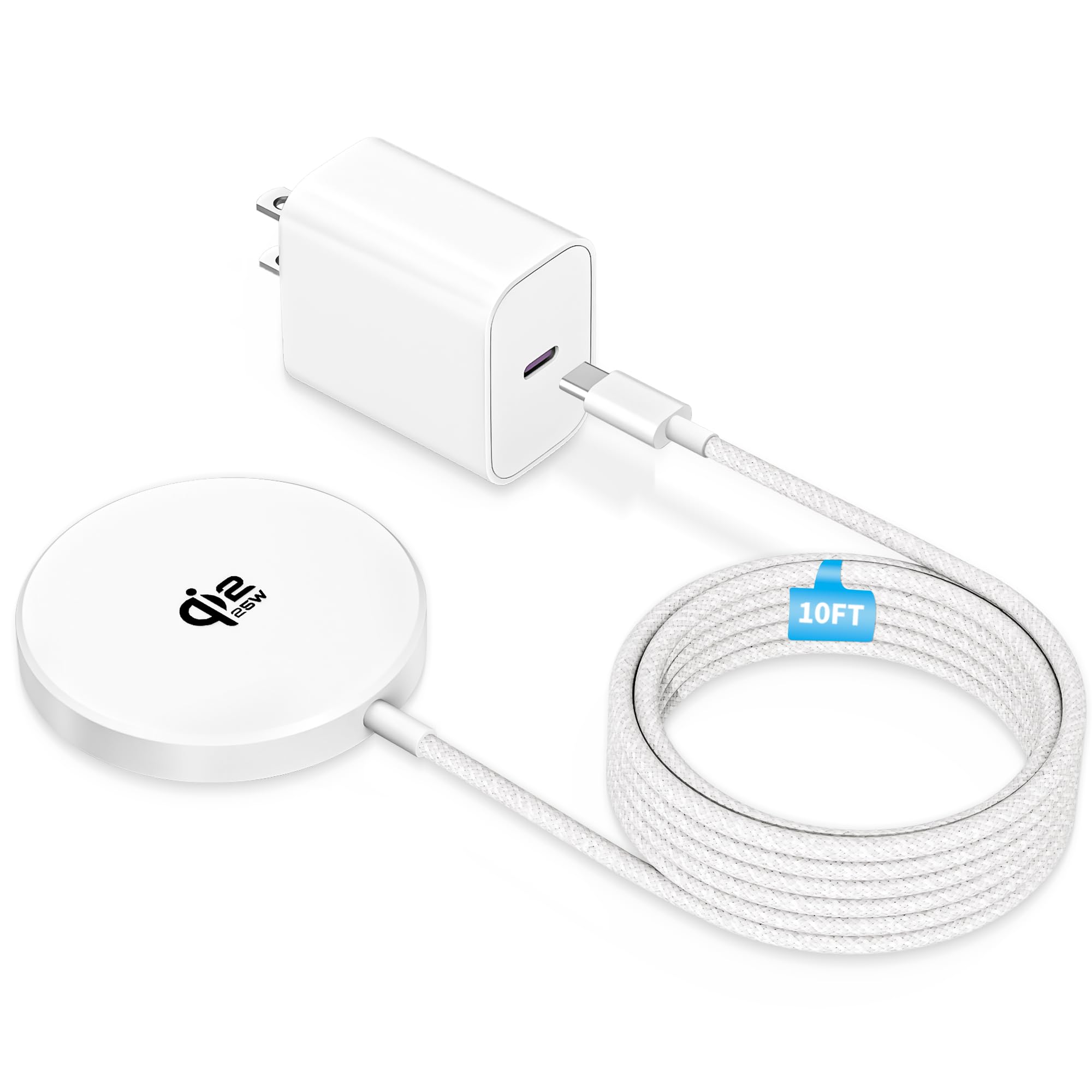 Photo 1 of [Apple Qi2.2 Certified]Magnetic Wireless Charger, 10FT 25W iPhone Magsafe Charger Fast Phone Charging Pad Wireless Magnetic Braid Cable Charge for iPhone 17/17 Pro/17 Pro Max/Air/16 ProMax/15/14/13/12