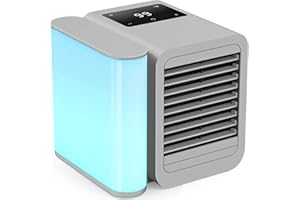 LOIOSU Portable Air Conditioner Cooling Fan: Evaporative Mini Air Cooler with 𝟳 𝗖𝗼𝗹𝗼𝗿𝘀 - USB Personal Air Cooler Desktop Ac Unit for Room Office Home (Grey)