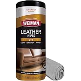 Weiman Leather Cleaner Kit Leather Wipes (30 Count) and Microfiber Cloth - Clean and Condition Car Seats and Interior, Shoes, Couches and Other Leather Surfaces