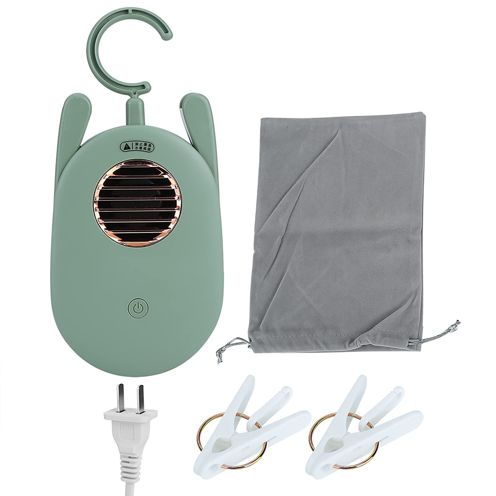 Clothes Dryer Hanger, Multi- Function Negative Ion Clothes Dryer, Electric Clothes Quiet Hanger for Home, Travel, Dormitory Use CN 220V (Color : Green)