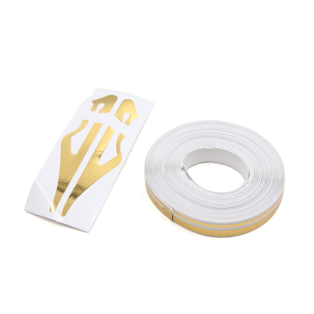 sourcing map 12mm Vinyl Striping Stripe Double Line Tape Car Decal Gold Tone