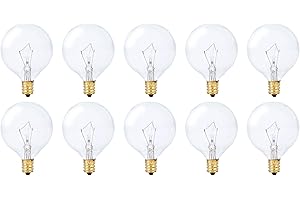 Simba Lighting Small Globe G16.5 Round Bulb 40W E12 Candelabra Base (10 Pack) for Chandelier, Ceiling Fan Light, Decorative Vanity Lights, Wall Sconce, Clear Glass 110V 120V, 2700K Warm White Dimmable