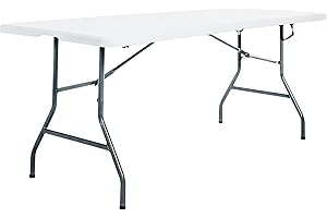Peakform Multipurpose Banquet Fold-in-Half Table Lightweight Durable Desk with Secure Base for Indoor and Outdoor Events, 6 Foot, White