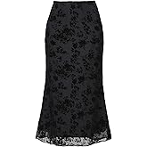 Allegra K Mesh Fishtail Skirt for Women Floral High Waist 2025 Fall Winter Bodycon Y2K Witchy Midi Skirts