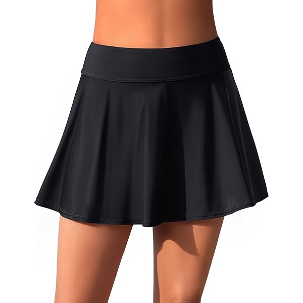 Amazon.com: Tempt Me Women Black High Waisted Swim Skirt Tummy