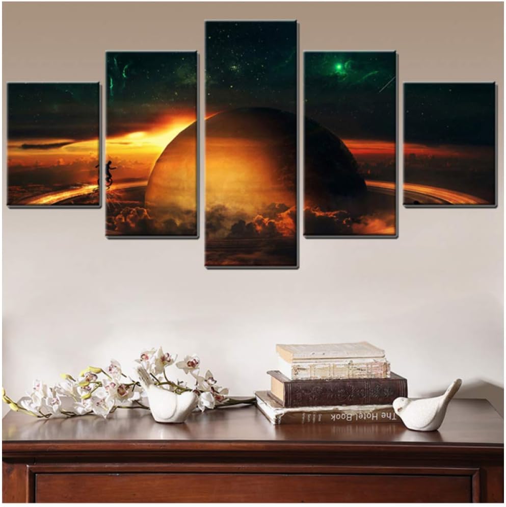 ASFDF Cuadro modular impreso enmarcado Saturno Galaxy 5 panel de