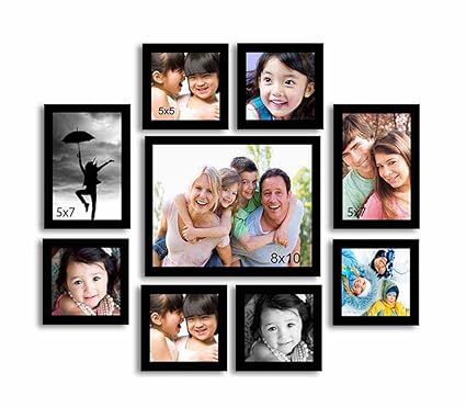 Art Street Onmium Black Photo Frame - Set of 9 Individual Wall Photo Frames