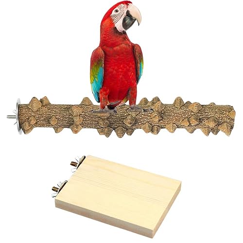 bluewhale Natural Wood Parrot Perch Set, Perches for Bird Cages, Bird