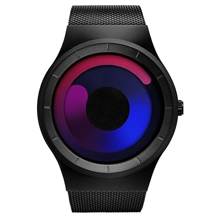 SINOBI Herren Wasserdichte Swirl Dial Edelstahl Stylische Mode Sportuhr Uhren Mit Mesh Armband