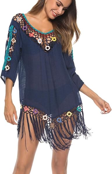 tassel crochet beach cover up