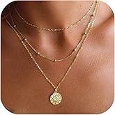 Vavily Dainty Pendant Gold Necklace for Women Layered 14K Diamond Pendant Gold Plated Necklace Cubic Zirconia Trendy Chain Choker Necklace Stack Gold Jewelry Gifts for Women