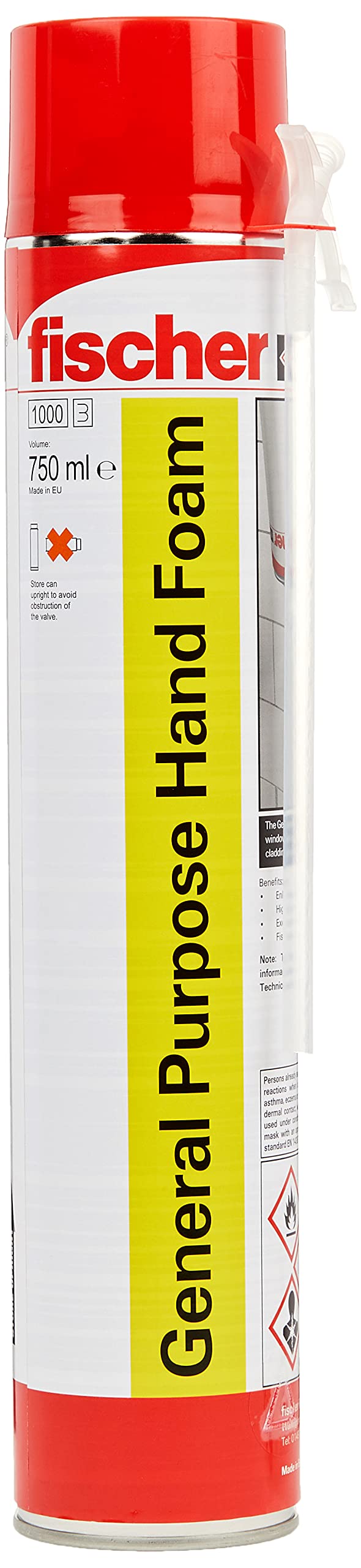 fischer Expanding Hand Foam, Yellow, 750 ml (Pack of 1)