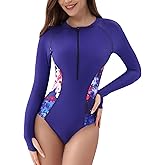 YOLIPULI Women One Piece Long Sleeve Rash Guard UV Protection Surfing Swimsuit Swimwear Bathing Suit