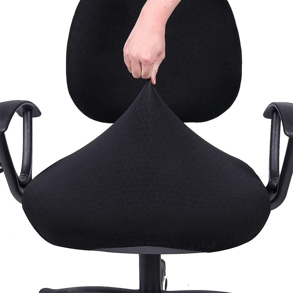 smiry Stretch Jacquard Office Computer Chair Seat Covers, Removable Washable Anti-dust Desk Chair Seat Cushion Protectors - Black: Home & Kitchen