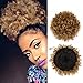 Deyngs Ponytail African American Short Afro Kinky Curly Wrap Synthetic Drawstring Puff Ponytail (1B/27)
