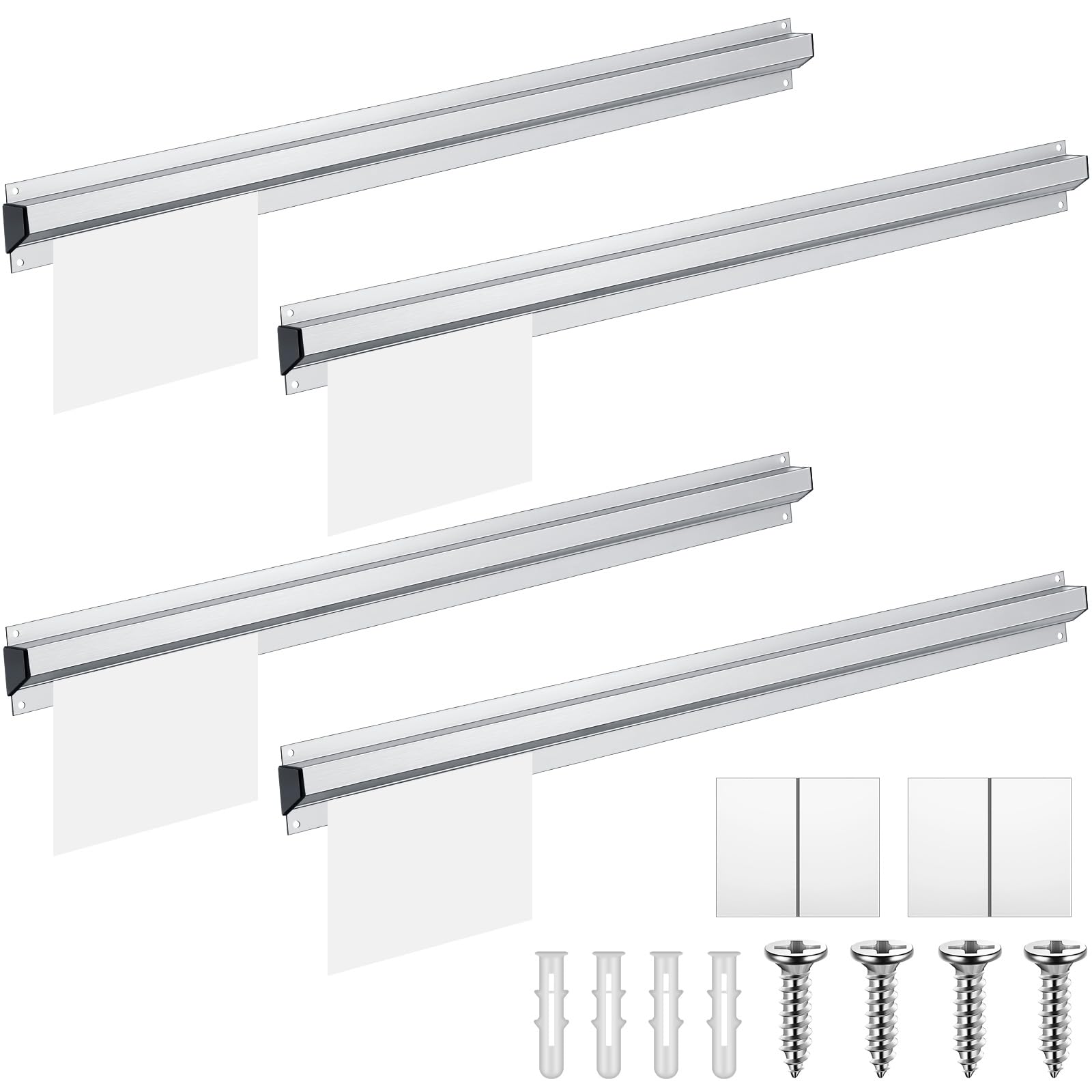Photo 1 of Henoyso 4 Pieces Restaurant Ticket Holder Receipt Holder Aluminum Order Rack Ticket Rack Silver Kitchen Slide Check Rack for Office Cafes Pubs (30 Inch)