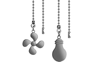 Aster 2 Pieces Ceiling Fan Pull Chain 13 Inch Ceiling Fan Pull Chain Extender Ornament with Fan and Light Bulb Chain Connector for Ceiling Fan Pull Chain Extension Decoration(Black)