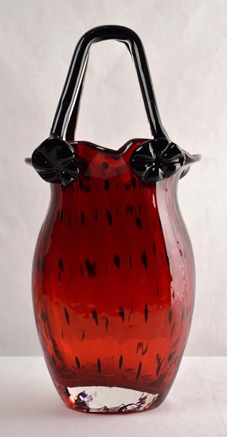 Amberina Murano Glass Style Purse Vase Watermelon Spots Amazon Co