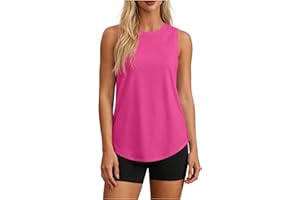 Tank Tops for Women Curved Hem Sleeveless Tank Top Crew Neck Relaxed Fit Soft Breathable Athletic Tank Summer Wear & Outings
