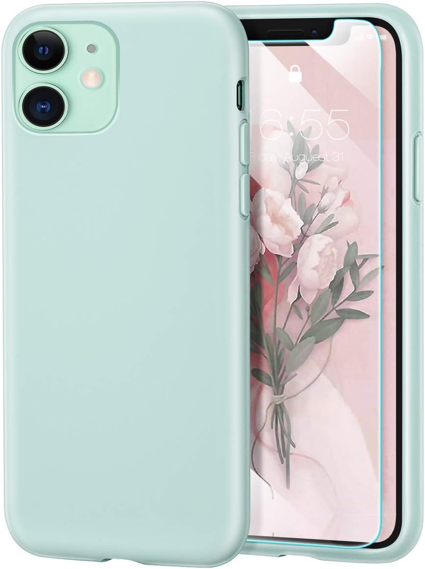 iPhone 11 Silicone Case (6.1 ") with Tempered Glass Screen Protector