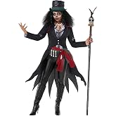 Morph Voodoo Costume Women, Halloween Costumes for Women | Tailcoat, Waistcoat, Hat, Belt, Choker & Necklace Included, Hook & Loop Closure, Perfect for Halloween, Great for Dress-Up