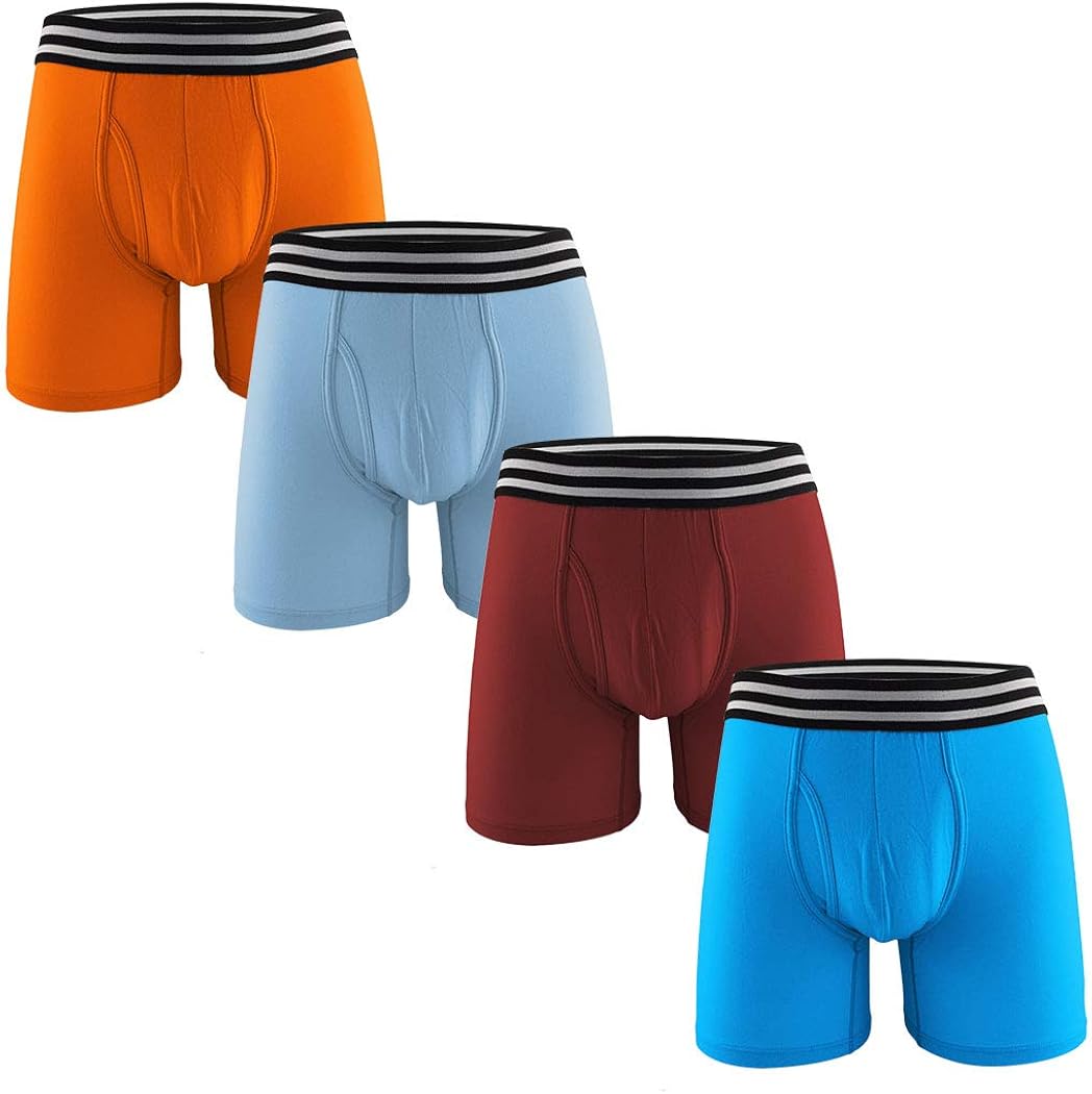 MIZOO Mens Cotton Classic Pouch Boxer Briefs with Open Fly Underwear 4