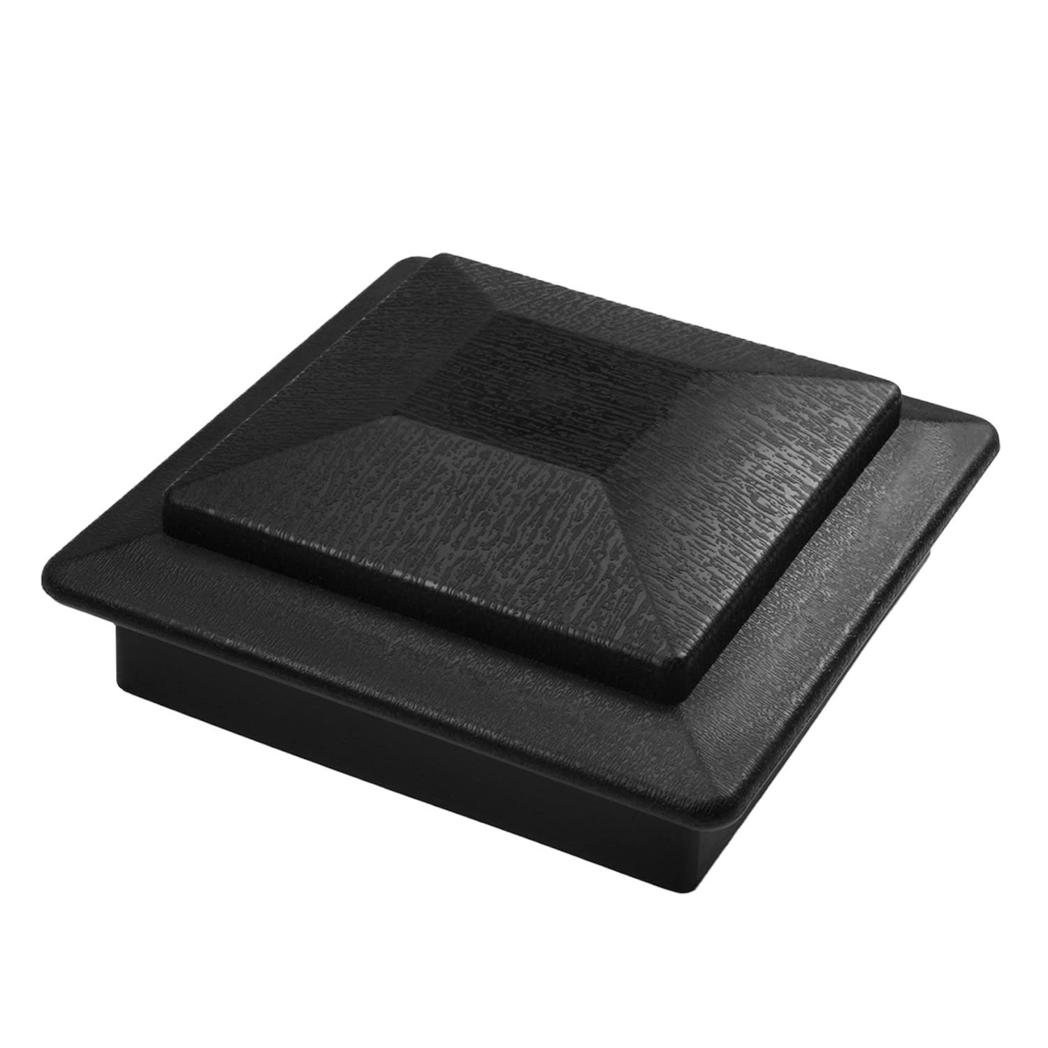 MroMax Flat Top Column Cap Fence Column Cap 5.91" x 5.91" (LxW) Plastic Decorative Column Cap for Fence Stair Handrail PostBlack 1PCS