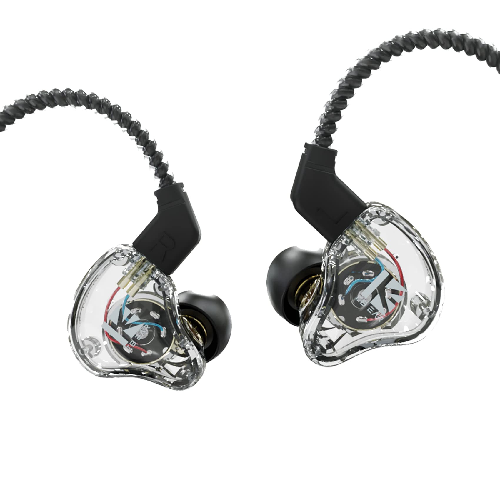 Yinyoo KBEAR KS1 in Ear Monitors, Dual Magnetic Circuit Dynamic HiFi Earphones, Deep Bass Wired Earbuds, Noise Canceling in-Ear Headphones with 4 Core OFC Cable for Singers Drummers (Clear, No mic) — image 1