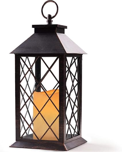 Bright Zeal 14 Tall Vintage Candle Lantern With Led Flickering