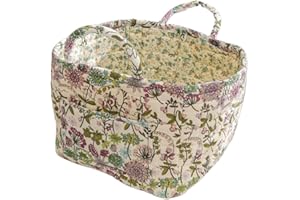 Quilted Laundry Basket with Handles, Boho Floral Car Storage Basket, Foldable Quilted Storage Basket for Home Car Picnic Trav