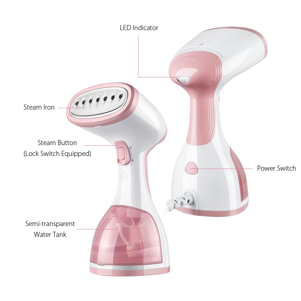 Plemo Portable Garment Steamer, 260ml Handheld Fabric Steamer Fast Heat-up Powerful Travel Steamer for Clothes
