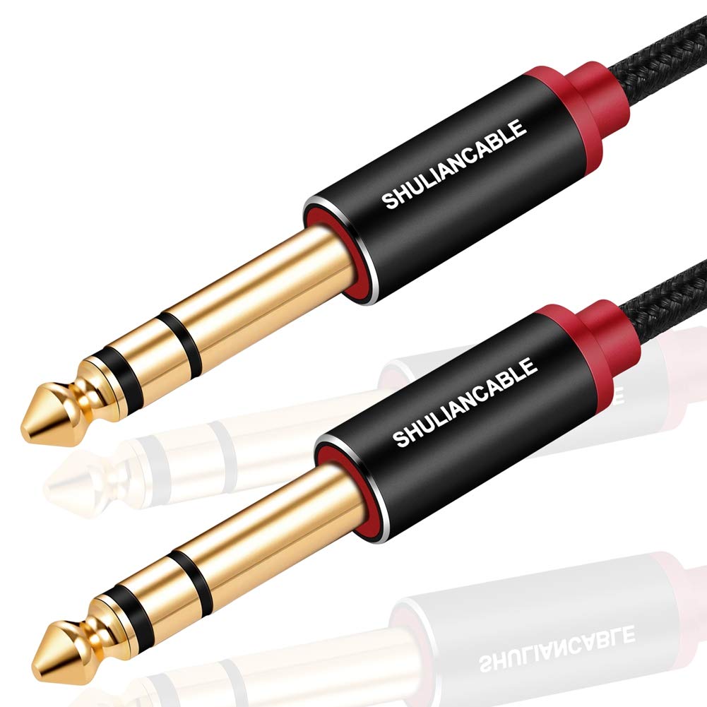 SHULIANCABLE Guitar Instrument Cable, 6.35mm (1/4) TRS to 6.35mm (1/4) TRS Stereo Audio Cable for Electric Guitar,Mandolin, Bass, Amplifier, Keyboard, Mixing Desks (5M)