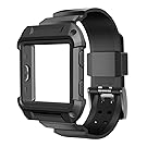 UMTELE Fitbit Blaze Accessory, [Rugged Pro] Resilient Protective Case with Strap Bands for Fitbit Blaze Smart Fitness Watch (Black)
