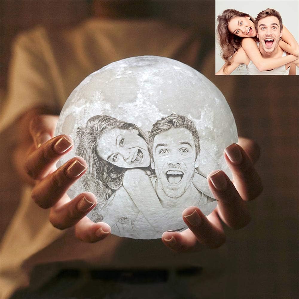 Personalized Photo 3D Night Light,XYEU Customized 3D Printing Moon Light,USB Charging,Gift for Mother's/Father's Day-(5.9inch/15cm)