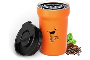 CHEERFUL GOAT Ceramic Lined Coffee Travel Mug – Stainless Steel Travel Coffee Tumbler with Ceramic Liner, with lid, 12oz Coff