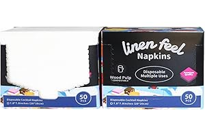 Disposable Linen-Feel Cocktail Napkins, 4" x 4" Paper Beverage Napkins for Bar, Restaurant and Café, Dessert Napkins for Part