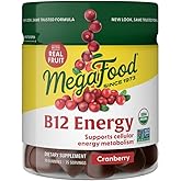 MegaFood Vitamin B12 Energy Gummies, USDA Organic, Cranberry, 70 Gummies | With Methylated B12, Supports Cellular Energy, Brain &amp; Nervous System Health, For Kids, Teens &amp; Adults, Vegan, 35 Servings