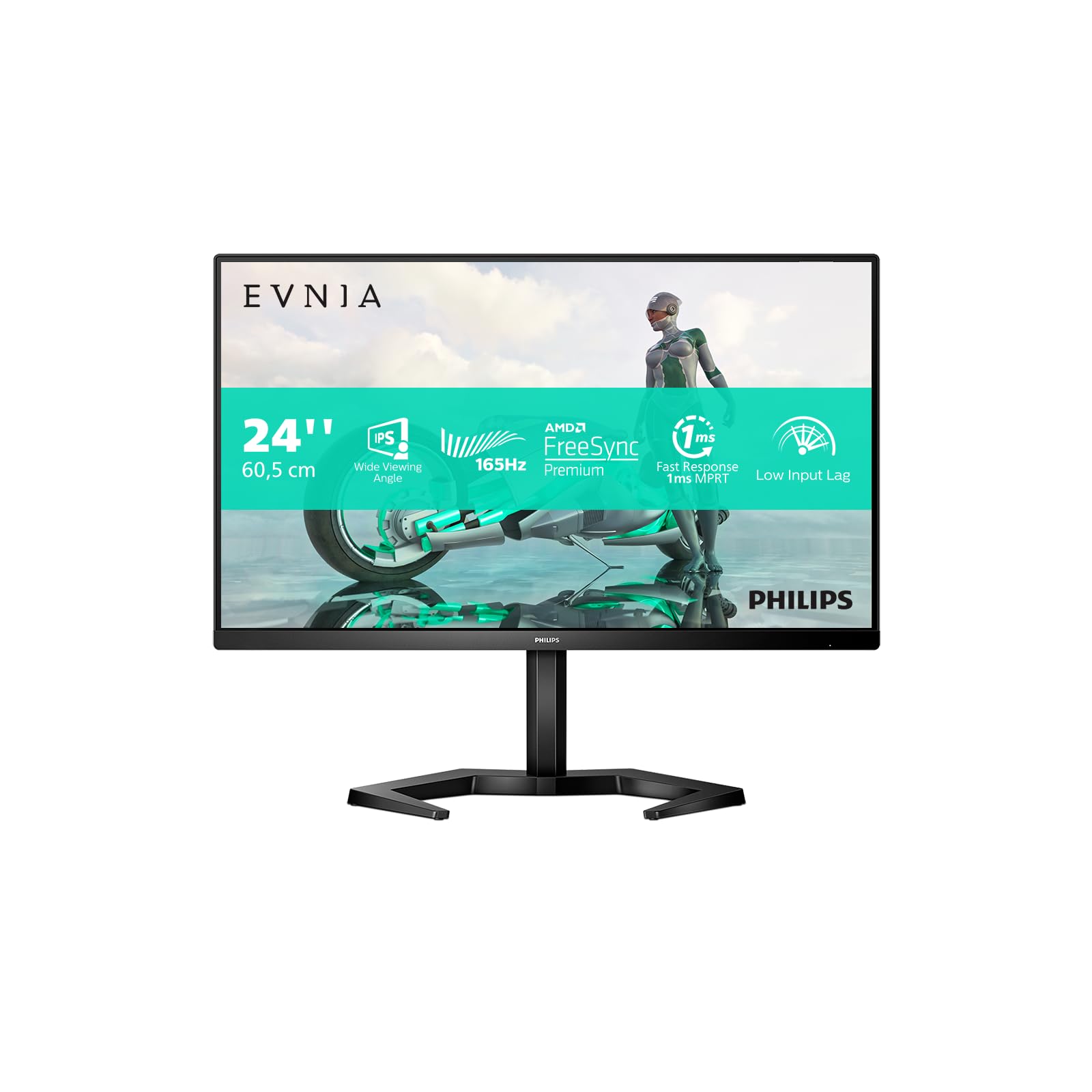 Philips Evnia 24M1N3200ZS - 24 Zoll FHD Gaming Monitor, 165 Hz, 1 ms MPRT, FreeSync Prem., G-Sync comp. (1920x1080, HDMI, DisplayPort) schwarz